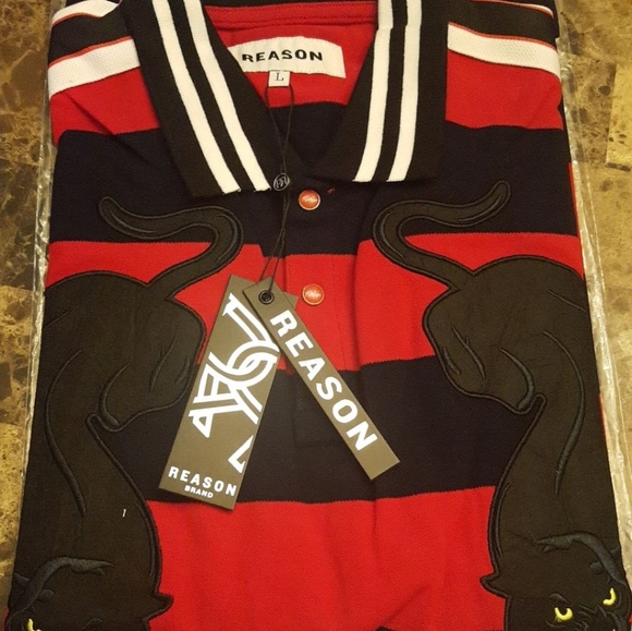 🚫SOLD!!🚫New Striped Panther Polo Red L - Picture 6 of 8
